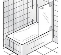 HSK K2P Fixation de baignoire, 1 élément mobile, dimensions : 75 x 140 cm, butée : droite, 2106075-R-41-50, 2106075-R-41-50, Cabine doccia: Aspetto cromato: ESG clear