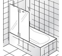 HSK K2P Fixation de baignoire, 1 partie latérale + 1 élément mobile, dimensions : 120 x 140 cm, butée : gauche, 2106114-L-41-50edelglas, 2106114-L-41-50edelglas, Cabine doccia: Aspetto cromato: ESG tr