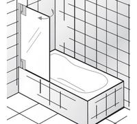 HSK K2P Fixation pour baignoire, 1 élément mobile, dimensions : 75 x 140 cm, butée : gauche, 2106075-L-41-50, 2106075-L-41-50, Cabine doccia: Aspetto cromato: ESG clear