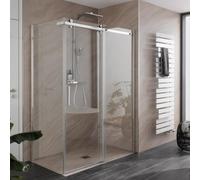 HSK Premium Softcube porte coulissante 2 vantaux avec paroi latérale, dimensions : 140,0 x 90,0 cm, élément fixe à droite, 6840140-R-41-50, 6840140-R-41-50, Cabine doccia: Aspetto cromato: ESG clear
