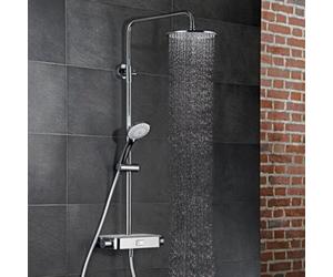 HSK Shower-Set AquaSwitch RS 200 thermostat, tablette : verre blanc, -07, 1001900-KB10-07, 1001900-KB10-07, Versione: con soffione tondo, superpiatto, Ã250 mm, altezza 2 mm