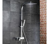 HSK Shower-Set AquaSwitch RS 500 Mix, tablette en verre noir, 1001840-08-KB8, 1001840-08-KB8, Versione: con soffione doccia quadrato, piatto, 400, altezza 8 mm