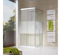 HSK SOLIDa Corner entrée en 4 parties, avec portes coulissantes, dimensions : 80,0 x 80,0 x 200,0 cm, sans sol, 1521014-01-50, 1521014-01-50, Cabine doccia: Alluminio-argento opaco: ESG trasparente