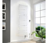 HSK Yenga, radiateur de salle de bains pour fonctionnement purement électrique, 800 W, dimensions : 60,0 x 182,4 cm, élément chauffant en argent, Elément chauffant à droite, ouverture des tubes à droi