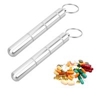 HSKRKOW 2 Mini Porta Pillole in Alluminio Argento,Scatola per Compresse a 3 Scomparti,Portapillole Portachiavi,Capsula,Scatolina Porta Medicinali da Viaggio
