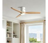 HSLJ1 Ventilatore da soffitto moderno con luci e telecomando, ventilatore da soffitto silenzioso con luce, dimmerabile, reversibile, 6 velocità, ventilatore da soffitto a basso profilo con lampade per