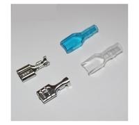 HSMXNEONJB 100 set di terminali a crimpare a forcella da 6,3 mm, terminali pressati a freddo maschio/femmina con guaina bianca e blu