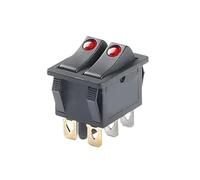 HSMXNEONJB 1PC KCD4 220V Interruttore a bilanciere doppio Interruttore for barca 6 pin con lampada rossa a occhio di gatto