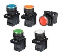 HSMXNEONJB 22MM Waterproof Illuminated Push Button Switch momentary Switch with Integral LED NB5 XB5 AW33B1C 22mm Spring 1NO 1NC(Red,12V)