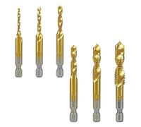 HSMXNEONJB 2PCS 4341C M5 M6 HSS Titanium Plated Hex Shank Drill Bits Screw Thread Metric Tap Screw Machine Compound Hand Tools