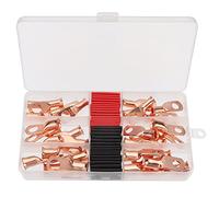 HSMXNEONJB 60 pezzi di connettori a capocorda in filo di rame in scatola for cavi della batteria, terminali ad anello, set di tubi termorestringenti neri e 3:1
