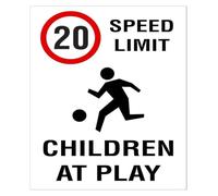 HSMXNEONJB Caution 20km Speed Limit Playing Area Sign 12x8 Inch | Pre drilled holes easy mounting on playground fence gate
