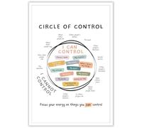 HSMXNEONJB Circle of Control Chart for Kids - Help Manage Anxiety & Worry - Therapeutic Poster for Home Calm Down Corner, School Counseling Office & Classroom(Framed,12x18inch(30x45cm))