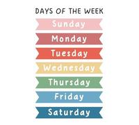 HSMXNEONJB Early Learning Wall Art: Days of The Week Poster with Monday First - Thick Laminated Educational Poster for Daycare, Nursery, Home(Unframed,08x12inch(20x30cm))