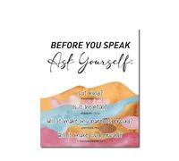 HSMXNEONJB Educational Bible Poster for Kids, Before You Speak Ask Yourself Canvas Wall Art, Christian Classroom & Bedroom Decor(Framed,08x12inch(20x30cm))