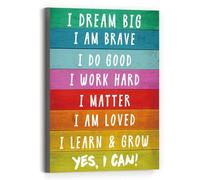 HSMXNEONJB Growth Mindset Canvas for Kids - I Dream Big and Motivational Quotes, Colorful Nursery & Toddler Room Decor, Ready to Hang(Framed,16x24inch(40x60cm))