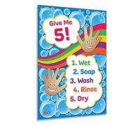 HSMXNEONJB Hand Washing Steps | Colorful Hygiene Sign for Preschool, Daycare, Elementary School - Bathroom & Classroom Wall Decor - Teacher Health Resource(Unframed,16x24inch(40x60cm))