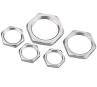HSMXNEONJB Hardware Nuts, 10 pcs Metric Female Thread Hex Lock Nut Pipe Fitting 304 Stainless Steel M8-M63 Silver(M12x1)