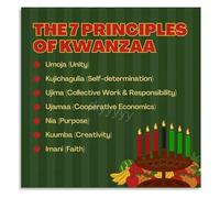 HSMXNEONJB Inspirational Kwanzaa Poster Seven Principles for Community Canvas Artwork for Bedroom Dorm Wall(Framed,08x12inch(20x30cm))