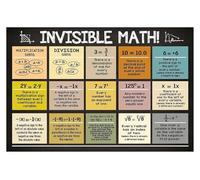HSMXNEONJB Invisible Math Posters Set, Classroom Decor for 6th 7th 8th 9th Grade, Laminated Middle School Math Teacher Resources, Algebra Geometry Rules (Framed,16x24inch(40x60cm))