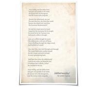 HSMXNEONJB Jabberwocky Art Print - Illustrated Canvas Featuring the Classic Nonsense Poem, Conversation-Starter for Living Room or Den(Framed,16x24inch(40x60cm))