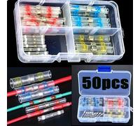 HSMXNEONJB Kit di saldatura for manicotti di ritiro con connettore termorestringente impermeabile da 50 pezzi, connettore di giunzione for tubi termorestringenti