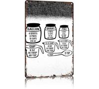 HSMXNEONJB Kitchen Baking Measurement Chart Vintage Metal Tin Sign Conversion Reference Guide for Kitchen Wall 8 X 12 in