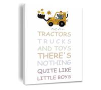 HSMXNEONJB Playroom Wall Decor Canvas - Construction Trucks and Diggers Theme, Colorful Boy's Nursery or Big Kid Bedroom Art, Encourages Imaginative Play(Unframed,16x24inch(40x60cm))