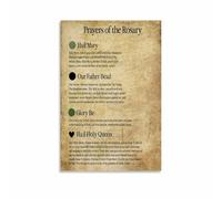 HSMXNEONJB Rosary Prayer Instructions Poster Catholic Faith and Devotion Guide Step by Step Educational Chart for Church Home Study(Framed,12x18inch(30x45cm))
