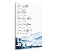 HSMXNEONJB The 5 Solas Bible Verse Wall-Art Reformation Theology Scripture Print Christian Home Decor Canvas Art for Bedroom Office(Framed,12x18inch(30x45cm))