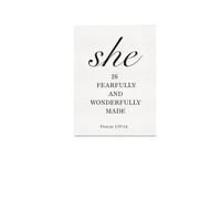 HSMXNEONJB Women's Christian Gift - Fearfully Wonderfully Made Canvas Art with Psalm 139:14, Scripture Wall Decor for Bedroom, Home & Encouragement(Unframed,12x18inch(30x45cm))