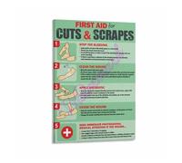 HSMXNEONJB Wound Care Guide Poster Treating Cuts Scrapes and Abrasions Canvas Print for Classroom Dorm Wall(Framed,16x24inch(40x60cm))