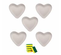 HSNAXingLife 5 pezzi Piatti a forma di cuore, Piatto da dessert, Piatto a forma di cuore, Piatto per pasta, Piatti riutilizzabili, Plastica, ad alta capacità, 22 cm (Beige)