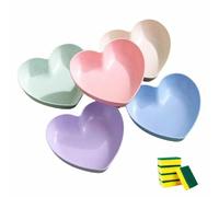 HSNAXingLife 5 pezzi Piatti a forma di cuore, Piatto da dessert, Piatto a forma di cuore, Piatto per pasta, Piatti riutilizzabili, Plastica, ad alta capacità, 22 cm (Colore Misto)