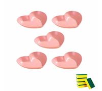 HSNAXingLife 5 pezzi Piatti a forma di cuore, Piatto da dessert, Piatto a forma di cuore, Piatto per pasta, Piatti riutilizzabili, Plastica, ad alta capacità, 22 cm (Rosa)