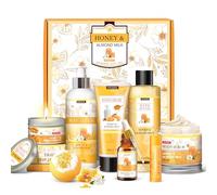 HSOEIXL Regalo per donna, regalo di compleanno per donna, set di 9 pezzi di latte di mandorle e miele per il bagno e il corpo, cestino regalo spa per la cura personale, set da bagno rilassante