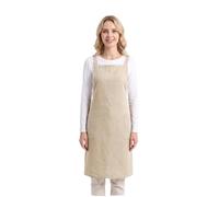 HSOFTIFY Grembiule in 100% puro lino con retro incrociato e 2 tasche, per donne e uomini, con bottone regolabile a forma di X, grembiule per cameriera per cucinare caffè e negozio di fiori, lino