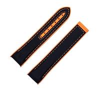 HSPTR 20mm 22mm cinturino in gomma di nylon per cinturino Omega SEAMASTER PLANET OCEAN chiusura deployante cinturino accessori braccialetto catena(Blk Orange,22mm-Silver Buckle)