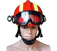 HSRG Elmetto da Vigile del Fuoco, Elmetto di Salvataggio con Occhiali E Supporto per Luce, Casco Protettivo, Casa, Vigile del Fuoco, Lavoro in Quota - Rosso