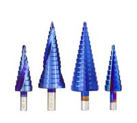 HSS 4-12/20/32mm Blue Coated Shape Hole Cutter Triangle Shank Step Drill Bit Power Tool Step Cone Drill 1Pcs(3pcs Spiral)