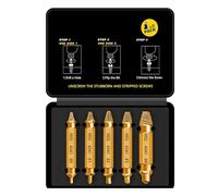 HSS 4341 - Set di estrattori per viti, 5 pezzi, M3-M18, estrattore a sinistra con codolo esagonale, rivestito in nitruro di titanio, oro