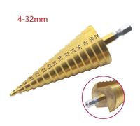 HSS Foro Cutter Metallo Step drill bit Titanio Rivestito Attrezzo Dorato Utile