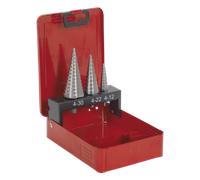 HSS M2 Step Set Punte Trapano 3pc Doppio Flute - Sealey AK4733 Nuovo