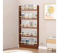 Hssnbkg Libreria Stretto Dietro La Porta a 3-6 Livelli,Dietro La Porta,Organizer per Libri,Montaggio a Parete Salvaspazio,Scaffale Stretto per Camera da Letto,Soggiorno(Color caffè-60x10x145cm)