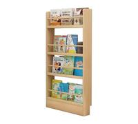 Hssnbkg Libreria Stretto Dietro La Porta a 3-6 Livelli,Dietro La Porta,Organizer per Libri,Montaggio a Parete Salvaspazio,Scaffale Stretto per Camera da Letto,Soggiorno(Color legno-80x10x120cm)