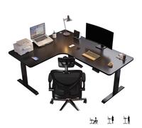 HSSTYLE Escritorio de Pie eléctrico en Forma de L Escritorio de Pie Ajustable en altura de esquina Sit Stand Mesa de ordenador Escritorio de oficina en casa Sit Stand,Nero,Right 120 * 100cm