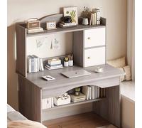 HSSTYLE Scrivania per Computer con libreria Scrivanie per Ufficio con Ripiani per la Scrittura Scrivania per Studio Scrivania per Tavolo da Gioco,Gray with Door,100cm