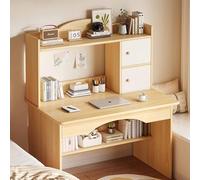 HSSTYLE Scrivania per Computer con libreria Scrivanie per Ufficio con Ripiani per la Scrittura Scrivania per Studio Scrivania per Tavolo da Gioco,Log with Door,80cm