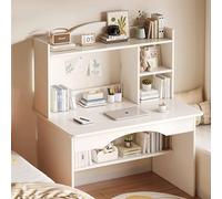 HSSTYLE Scrivania per Computer con libreria Scrivanie per Ufficio con Ripiani per la Scrittura Scrivania per Studio Scrivania per Tavolo da Gioco,Bianca,80cm