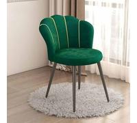 HSSTYLE Sedia da toeletta in velluto con gambe in metallo, poltroncina, poltrona, toeletta per il tempo libero, divano singolo per casa, camera da letto, sala da pranzo, verde, taglia unica